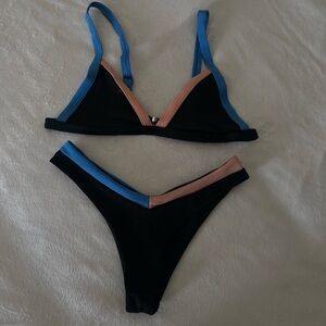 SHEIN Black and Blue Bikini Set